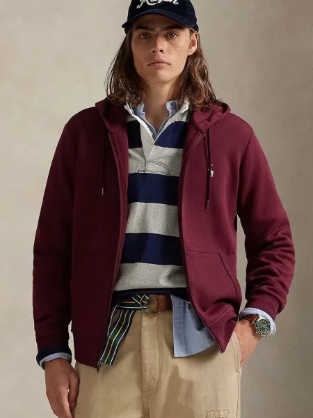 Суичър с качулка Polo Ralph Lauren с качулка зелено