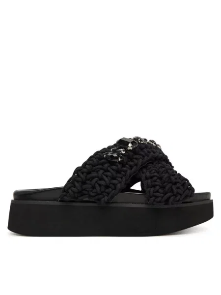 Шлепанцы Inuikii на платформе с камнями черные