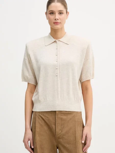 Rotate pulover pentru femei din lână bej