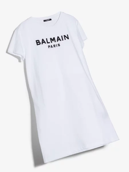 Sukienka koszulowa dziecięca Balmain biała