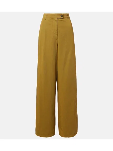 Pantaloni Dries Van Noten cu talie înaltă verde