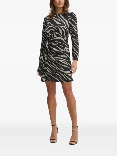 Sukienka mini Dkny z nadrukiem w zebrę garniturowa czarna