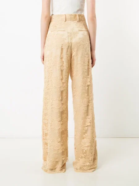 Pantaloni Ryan Roche din dantelă galben