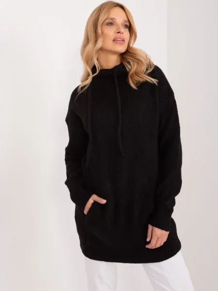 Pulover Fashionhunters cu glugă negru