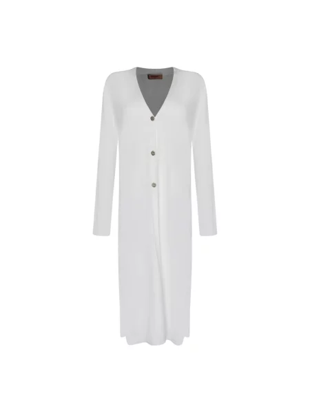 Długi sweter Twinset z dekoltem w serek biały