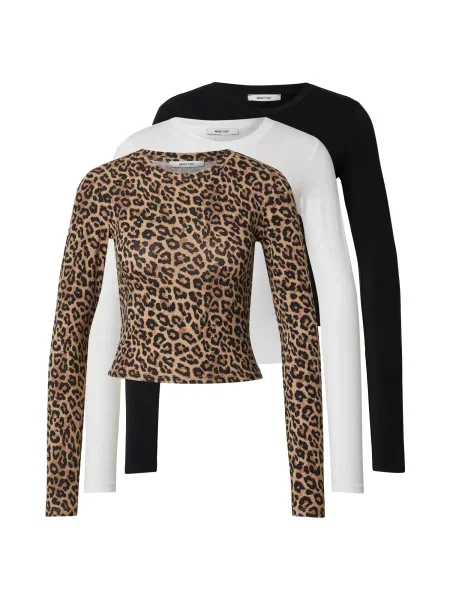 ABOUT YOU Tricou Lotti brocart / maro cappuccino / negru alb