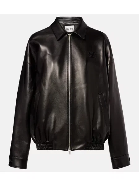 Geanta de piele Miu Miu negru