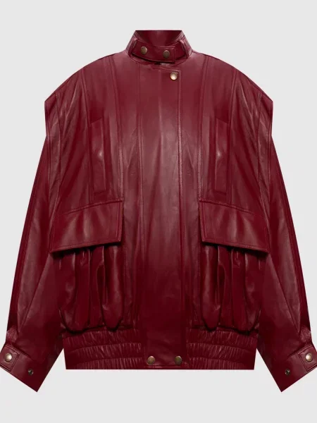 Шкіряна куртка Balmain бордова