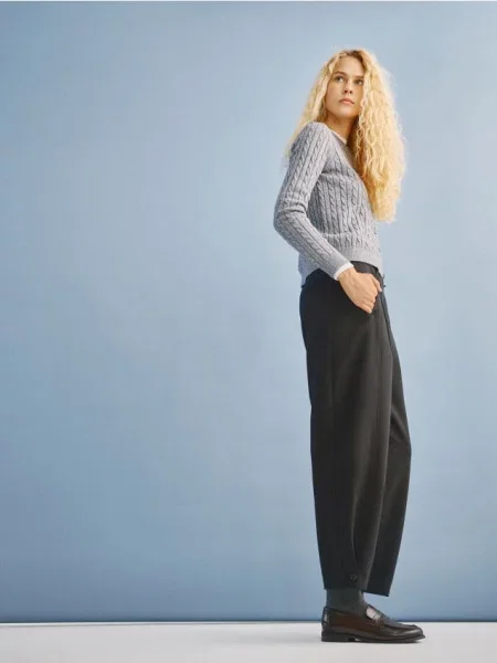 Reserved Pantaloni barrel leg negru