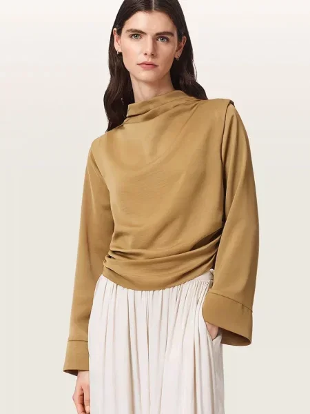 AllSaints bluză pentru femei LESLIE maro