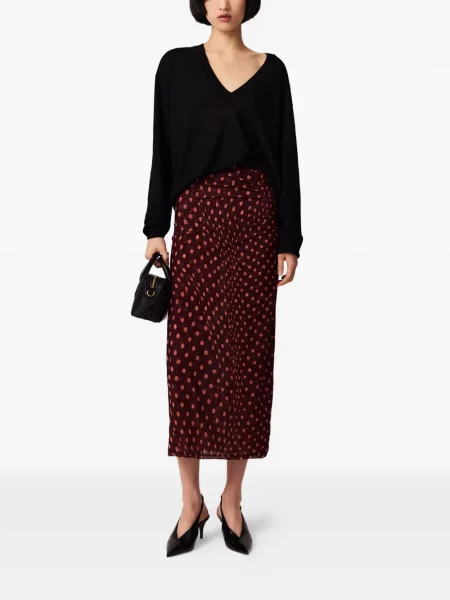 Fustă midi Stella Mccartney cu buline cu volane roșu