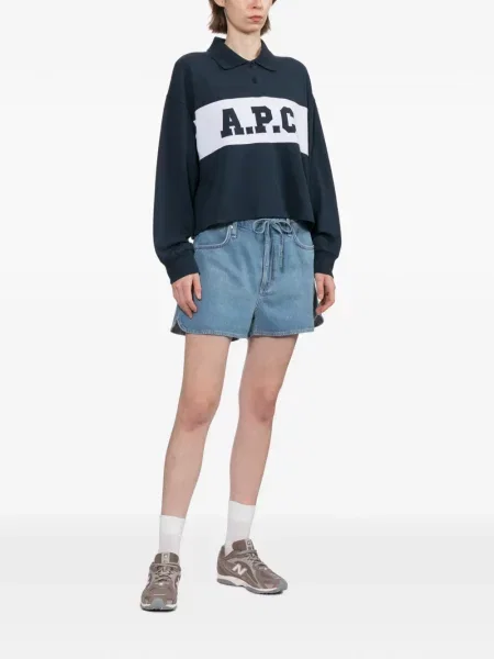 Cu centură pantaloni scurți din denim Rag & Bone albastru
