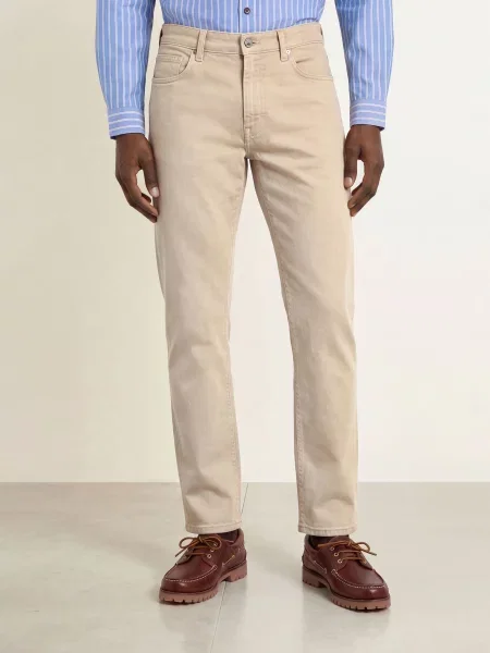 Faherty Spodnie Terry Tailored Fit beige beżowe
