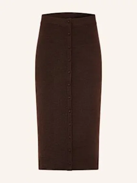 Victoria Beckham Úpletová Sukně Z Merino Vlny tmavě hnědá