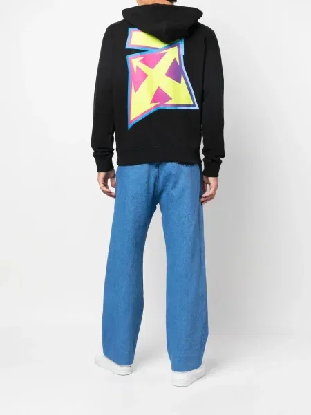 Hanorac cu glugă Off-white cu imagine alb
