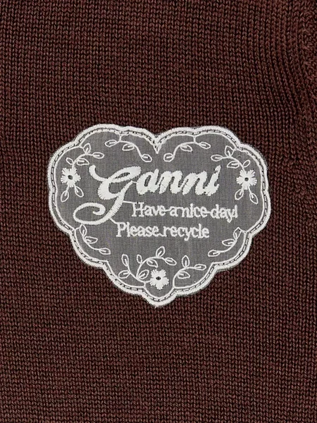 Pulover Ganni cu autograf maro