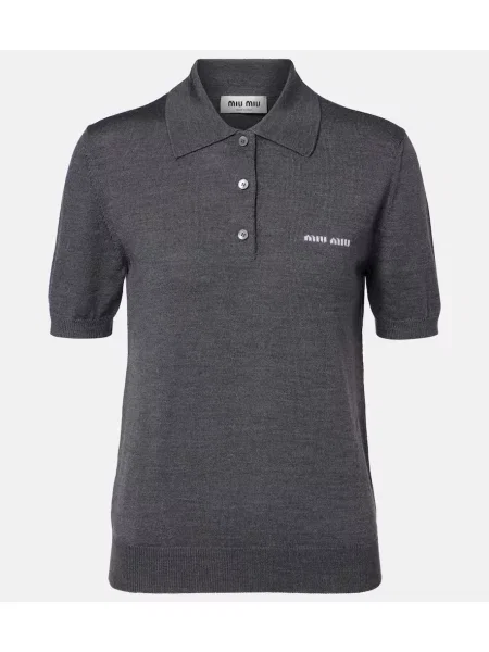 Vlněný svetr Miu Miu šedý