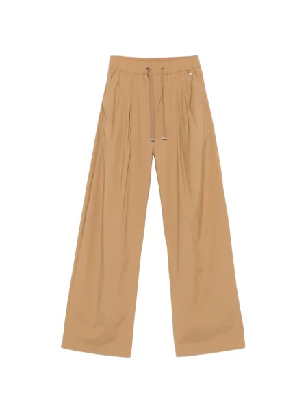 Sznurek ściągający spodnie palazzo Herno plisowany brązowy