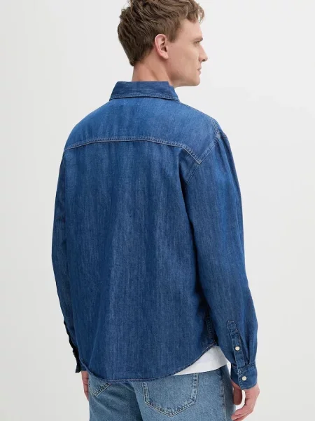 Košile Calvin Klein Jeans relaxed s klasickým límcem modrá