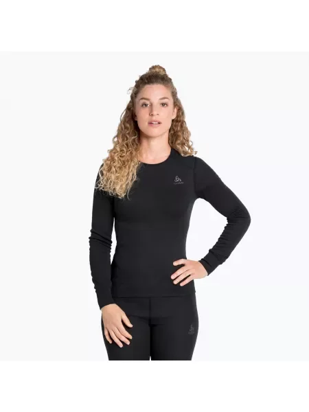 Tricou mânecă lungă Odlo cu decolteu în U negru