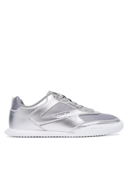 Calvin Klein Сникърси Low Pro Run Lace Stripe Met Lth Сребрист