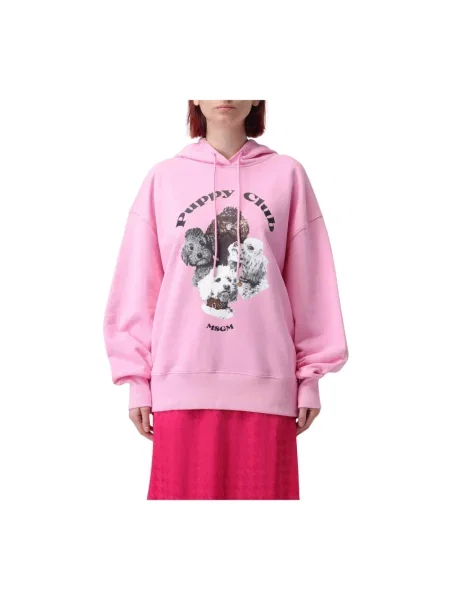 Bluza z kapturem Msgm z nadrukiem różowa