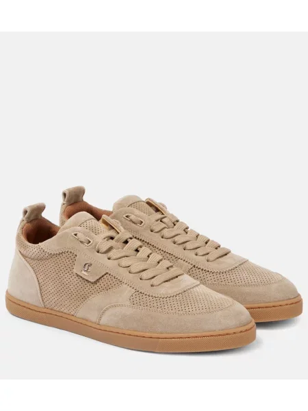 Sneakerși Christian Louboutin din piele de căprioară bej