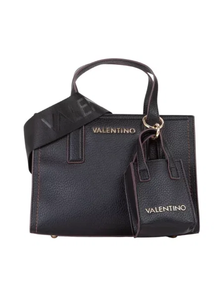 Lniana torebka Valentino By Mario Valentino czarna