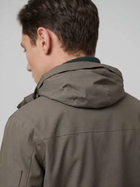 Kroj regular fit parka z kapturem model Hexatech' Boss Green oliwkowa
