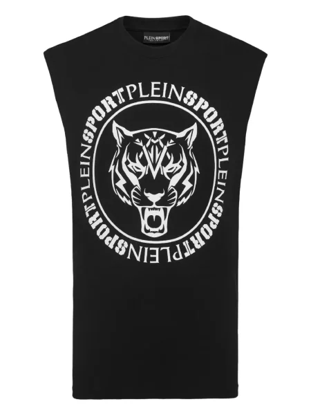 Tricou Plein Sport cu decolteu rotund cu dungi de tigru alb