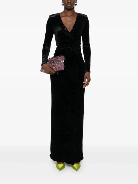 Rochie maxi Nissa de catifea de costum negru