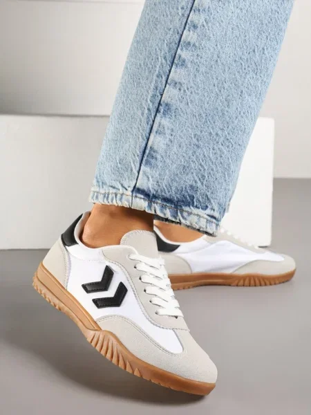 Sneakersy Typu Kultowe Tenisówki Zdobione Przeszyciami Naporae białe