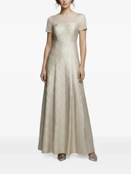 Rochie maxi Max Mara cu imprimeu geometric din jacard