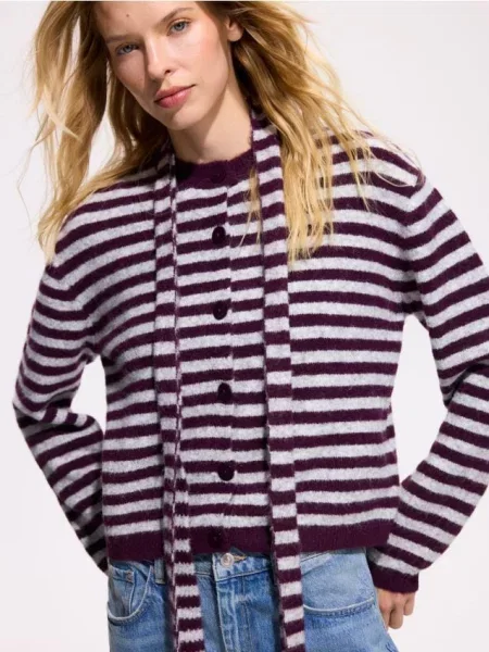 Reserved Cardigan cu eșarfă multicolor