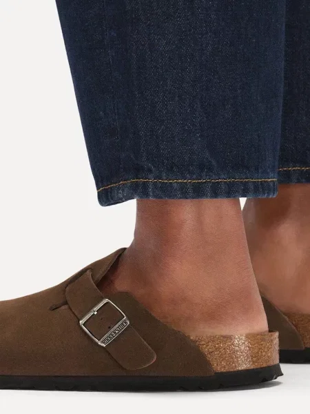 Birkenstock чехли дамски от велур Boston SFB LEVE кафяво