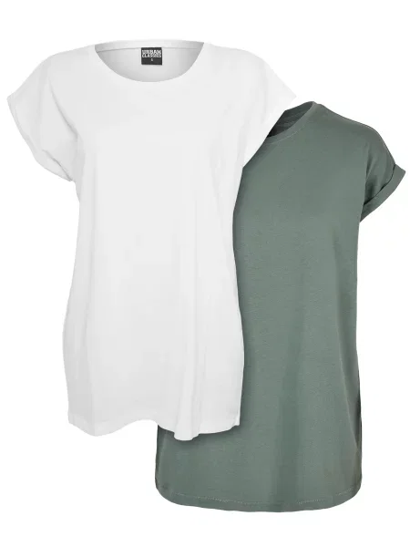 Urban Classics Tricou verde pastel alb