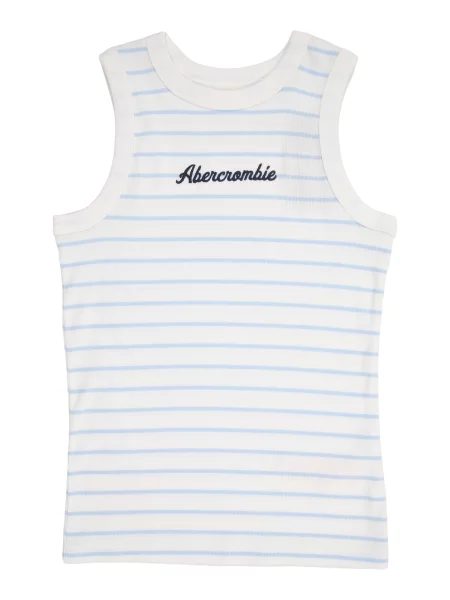 Abercrombie & Fitch Top ESSENTIAL svetlomodrá biela