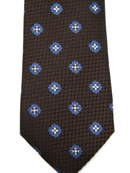 Cravată Zegna cu model floral maro