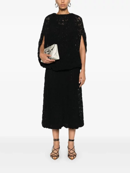 Nėriniuotas midi sijonas Jil Sander iki kelių juoda