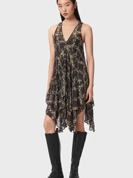 Платье Allsaints с принтом черное