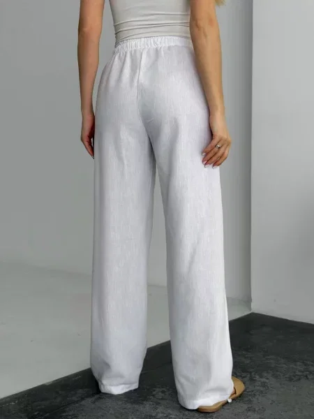 Льняные повседневные брюки Uaclothes белые