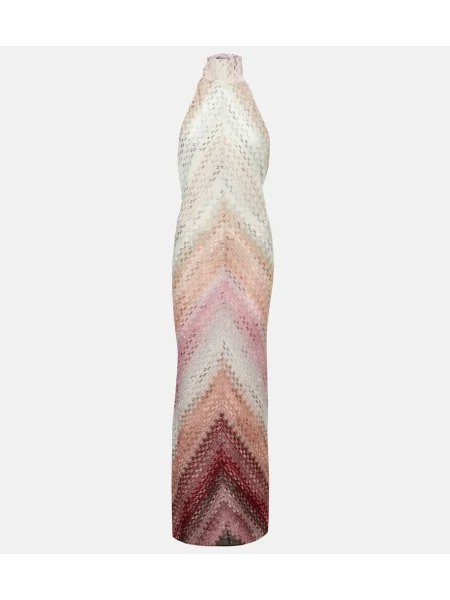 Rochie maxi Missoni cu gât halter de costum roz