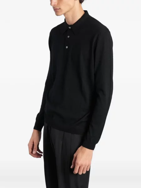 Lung tricou polo Low Brand negru