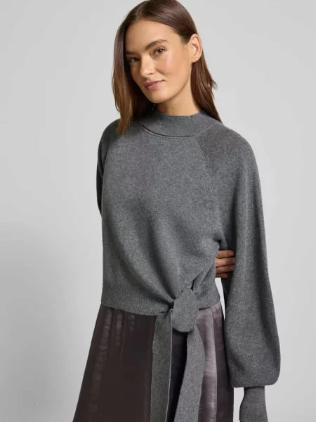 Boss Zestaw Flalina: Sweter Z Wycięciem I Sukienka Satynowa grau szara