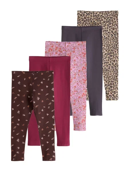 Next Leggings maro cappuccino / maro închis / metalic / roz / roșu burgundy gri