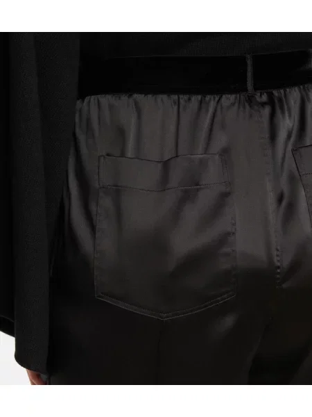 Pantaloni Tom Ford cu talie înaltă din satin negru