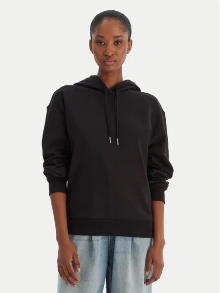 Geacă de blugi Calvin Klein Jeans din material terry negru
