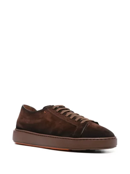 Sneakersy Santoni sznurowane zamszowe brązowe