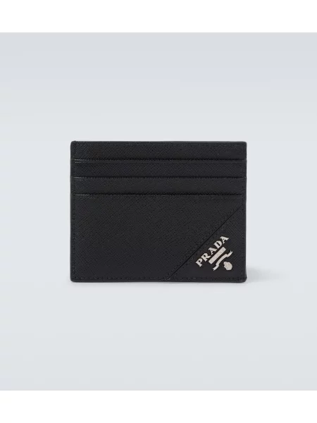 Usnjena denarnica Prada črna