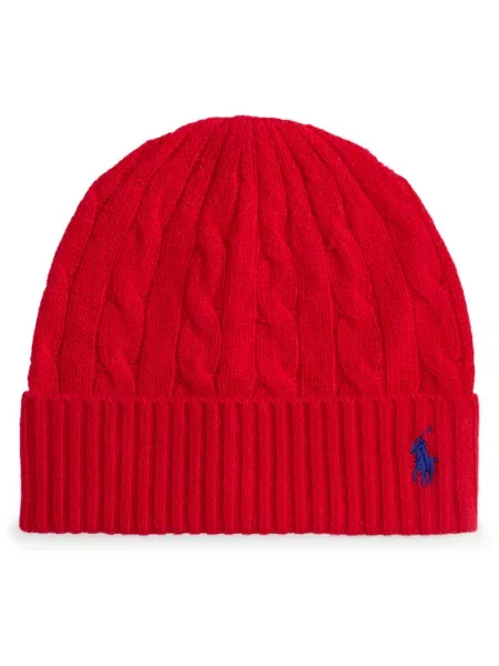 Вълнена шапка Polo Ralph Lauren червено